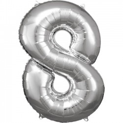   GLOBO 34" FOIL FORMA N8 PLATA