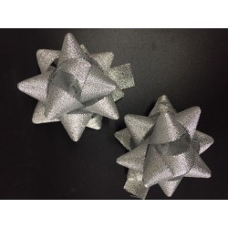 LAZO ESTRELLA ADHESIVA TELA PLATA 25MM