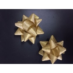 LAZO ESTRELLA ADHESIVA TELA ORO 25MM