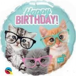 GLOBO 18" FOIL H BIRTHDAY GATOS GAFAS
