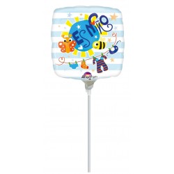 GLOBO 9" PALO FOIL  ES NIÑO ROPA TENDIDA