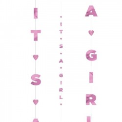TIRA DECORACION GLOBO IT´S A GIRL 182CM