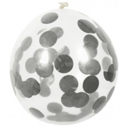 5 GLOBOS 12" LATEX CONFETI PLATA