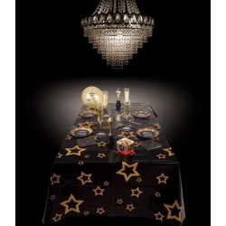 MANTEL NEGRO ESTRELLA ORO 130X180CM