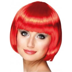   PELUCA CORTA CON FLECOS ROJA