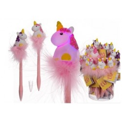 BOLIGRAFO UNICORNIO CON LED 21CM