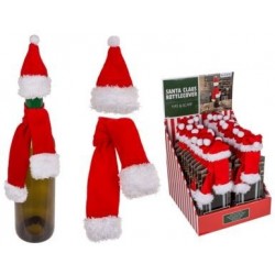 DECORACION BOTELLA GORRO-BUFANDA NAVIDAD