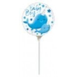GLOBO 9" PALO FOIL BALLENA UNICORNIO BOY