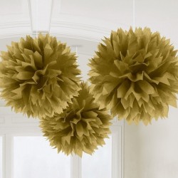   3 POMPONES ORO 40CM