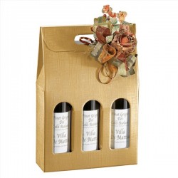   CAJA 3 BOTELLAS ORO 27X9X34CM