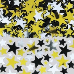 CONFETI ESTRELLA ORO PLATA NEGRA 70GR