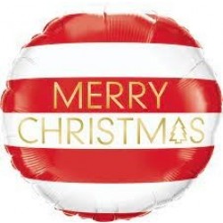 GLOBO 18" FOIL CHRISTMAS RAYAS ROJAS/BLA