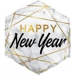 GLOBO 20" FOIL FORMA MARMOL NEW YEAR