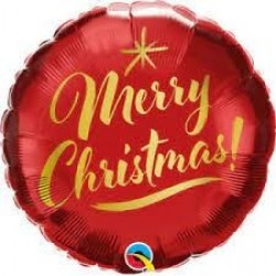 GLOBO 9" PALO FOIL REDONDO ROJO CHRISTMA