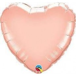  GLOBO 9" PALO FOIL CORAZON ROSA ORO
