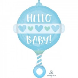 GLOBO 24" FOIL FORMA SONAJERO CELESTE