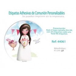 96 ETIQUETAS ADHESIVAS RD COMUNION NIÑA