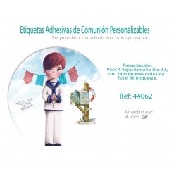 96 ETIQUETAS ADHESIVAS RD COMUNION NIÑO
