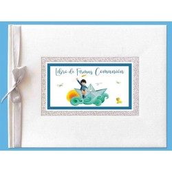 LIBRO FIRMAS COMUNION NIÑO BARCO  