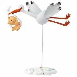 FIGURA CIGUEÑA BEBE PAÑAL ROSA 29CM