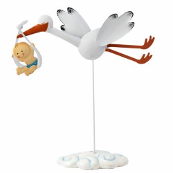 FIGURA CIGUEÑA BEBE PAÑAL AZUL 29CM
