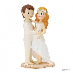 FIGURA PASTEL NOVIOS DESCALZO PLAYA 21CM