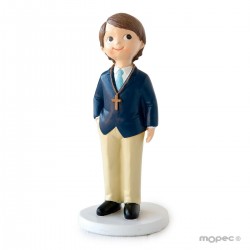 FIGURA NIÑO COMUNION AMERICANA AZUL 16CM