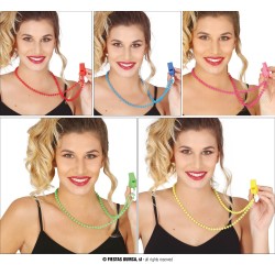 4 COLLARES CON PITO NEON SURTIDOS