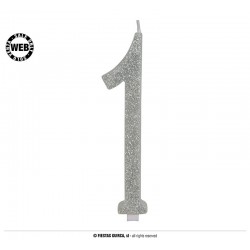 VELA GLITTER PLATA N1 12,5CM