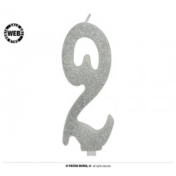 VELA GLITTER PLATA N2 12,5CM