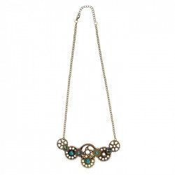 COLLAR ENGRANAJE PIEDRA AZUL STEAMPUNK