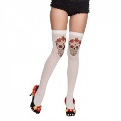 MEDIAS T-UNICA MUSLO BLANCA CON CALAVERA