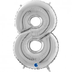   GLOBO 40" FOIL FORMA N8 PLATA