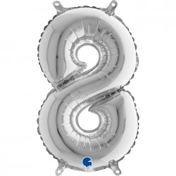   GLOBO 14" FOIL FORMA N8 PLATA