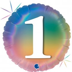 GLOBO 18" FOIL RND N1 MULTICOLOR