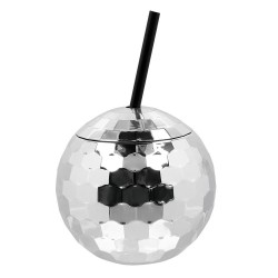   VASO BOLA DISCO C/PAJIT PLATA 650M
