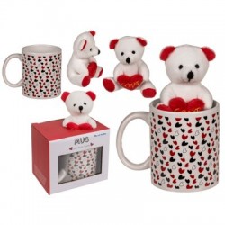 SET REGALO TAZA OSITO CORAZONES 10X8CM