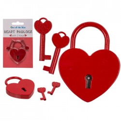CANDADO CORAZON ROJO CON LLAVE 6CM