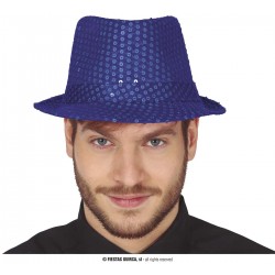    GORRO GANSTER LENTEJUELAS AZUL