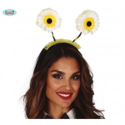 DIADEMA ANTENA  MARGARITAS BLANCAS