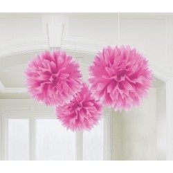   3 POMPONES ROSAS 40CM