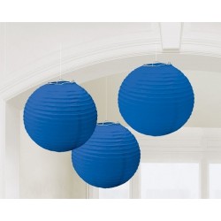   3 FAROLILLOS REDONDO AZUL 24CM