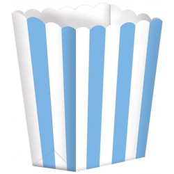 5 CAJAS PALOMITAS RAYAS BLANCO/AZUL 13CM