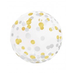 GLOBO 18" BURBUJA CONFETI ORO/PLATA