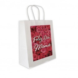 BOLSA BLANCA FELIZ DIA MAMA 33X26CM