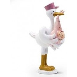 FIGURA  CIGÜEÑA AMOROSA ROSA