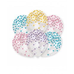 6 GLOBO 11" LATEX CONFETI PASTEL 27,5CM