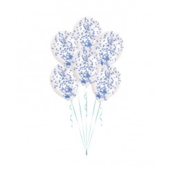 6 GLOBOS 11" LATEX CONFETI AZUL