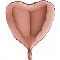   GLOBO 18" FOIL CORAZON ORO ROSA