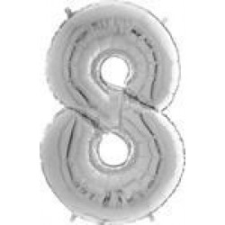   GLOBO 26" FOIL FORMA N8 PLATA